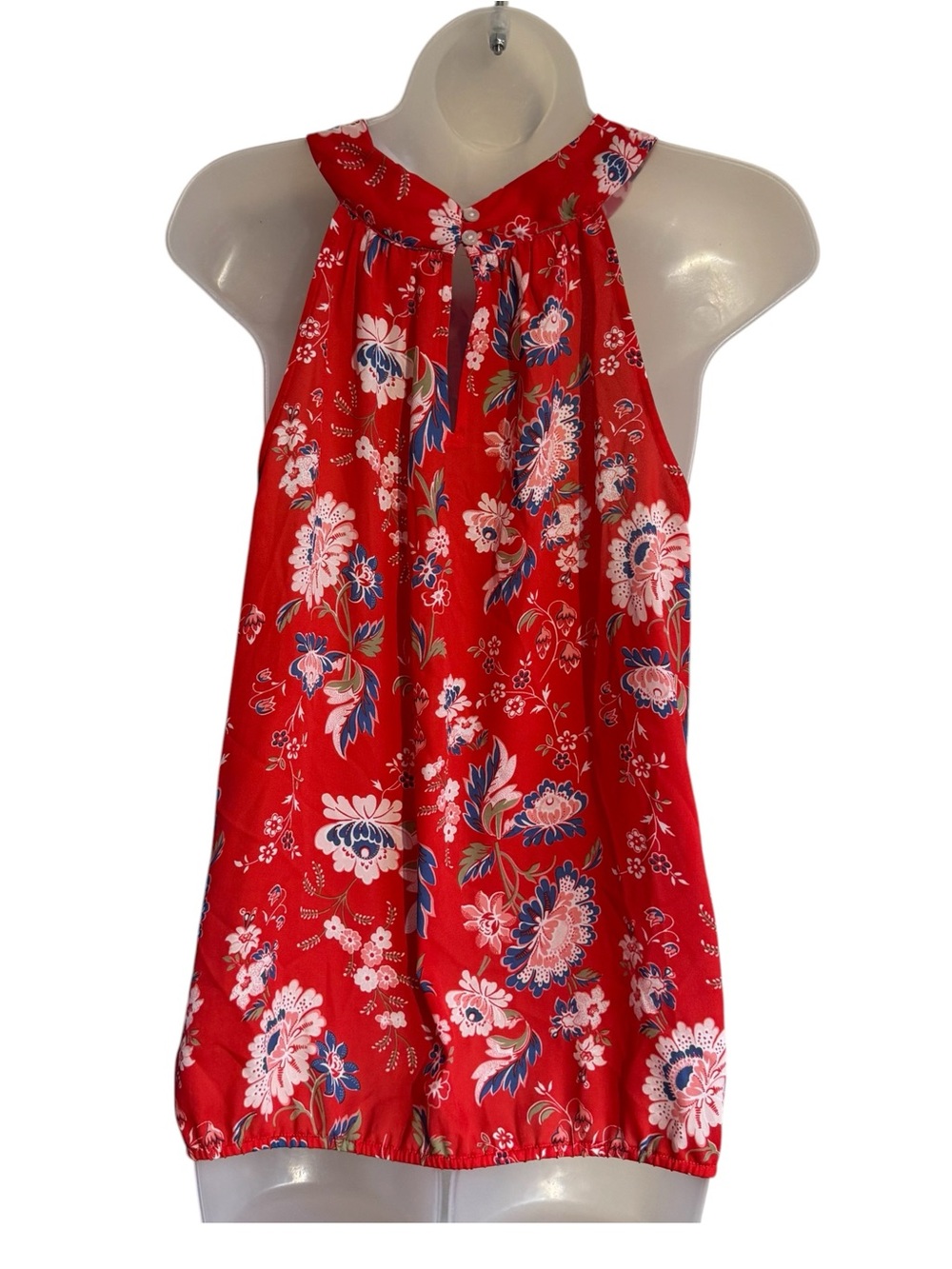 NWT ANN TAYLOR LOFT Red Floral Neckline Detail Top XLARGE #Z - Picture 4 of 9